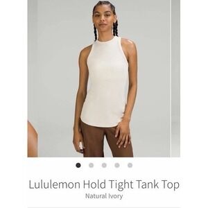 🍋 EUC Lululemon Hold Tight Tank High Neck Ribbed NATURAL IVORY 10 W1DP5S $58